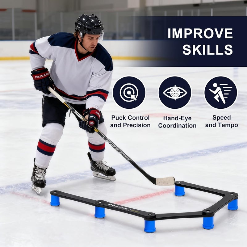 Baseng Hockey Stick Handling Trainer | Adjustable Hockey Training Equipment for Puck Control, Hand-Eye Coordination & Reaction Time | Portable On/Off Ice Trainer for All Ages,5/7 Sections - Image 3